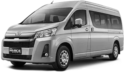 mobil hiace premio 2023 warna abu untuk rental mobil lombok